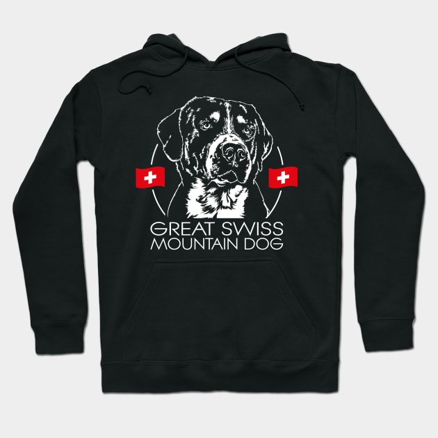 Great Swiss Mountain Dog portrait dog lover Hoodie by wilsigns